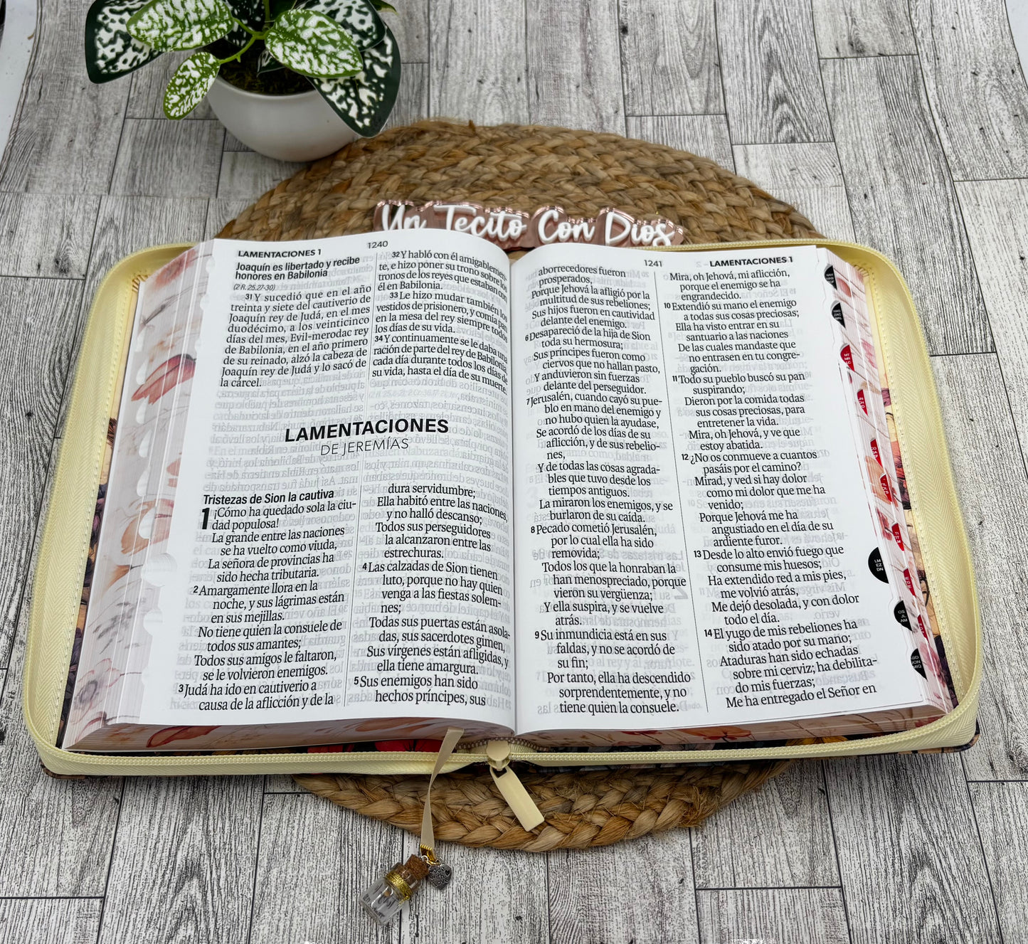 BIBLIA LETRA SUPERGIGANTE 19 PUNTOS FLORAL CON CIERRE