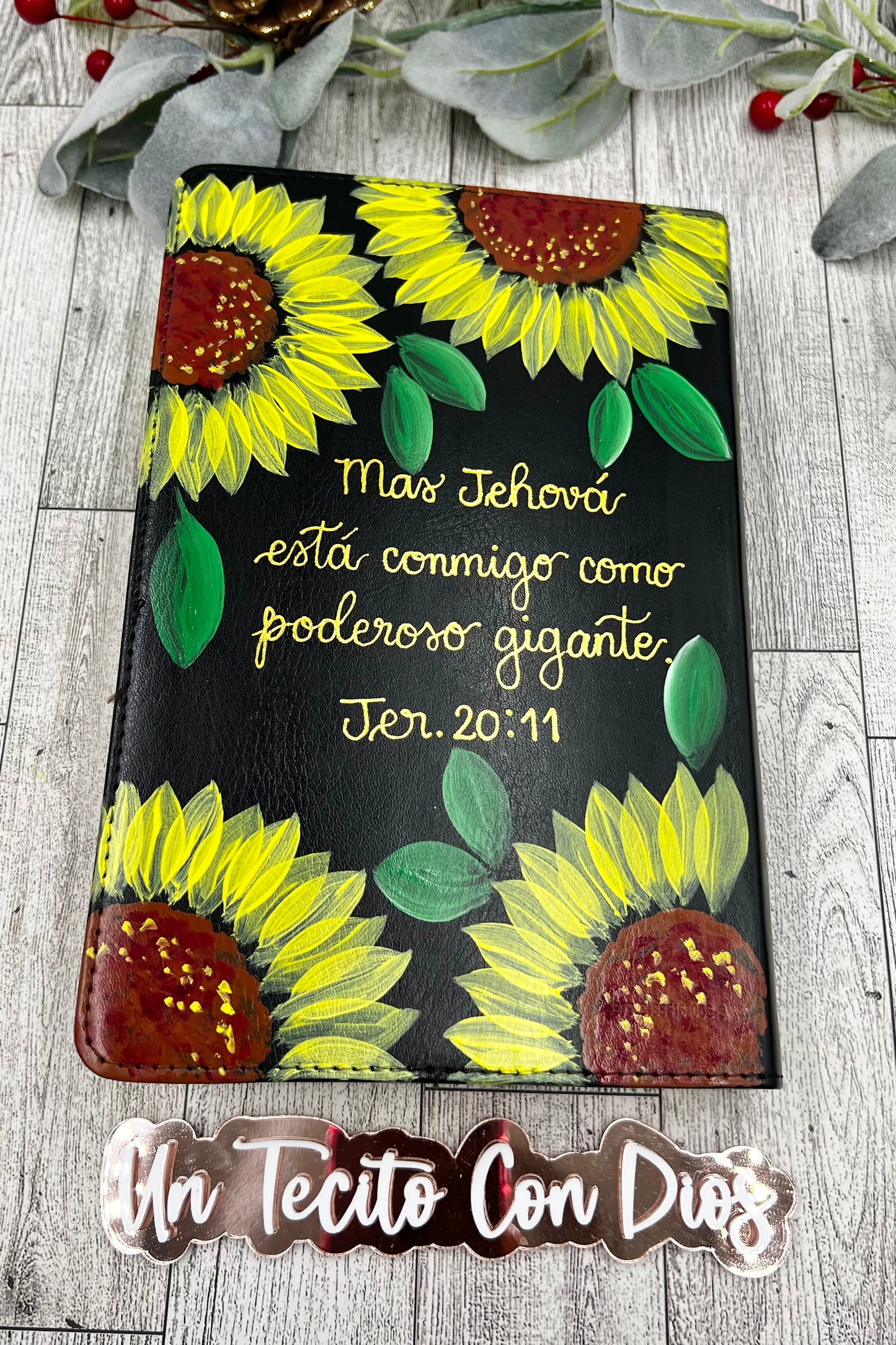 BIBLIA TAMAÑO MANUAL PINTADA A MANO - GIRASOLES