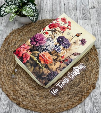 BIBLIA LETRA SUPERGIGANTE 19 PUNTOS FLORAL CON CIERRE