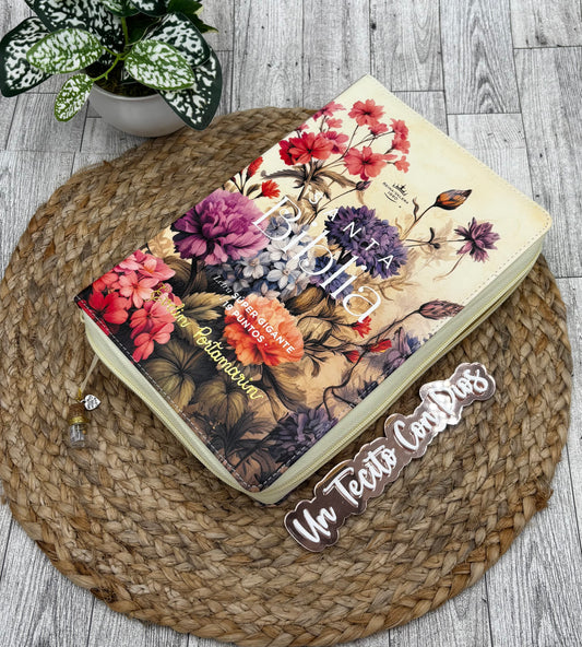 BIBLIA LETRA SUPERGIGANTE 19 PUNTOS FLORAL CON CIERRE