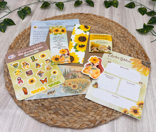 BIBLE JOURNALING KIT “DIOS GUÍA MIS PASOS” (GIRASOLES)