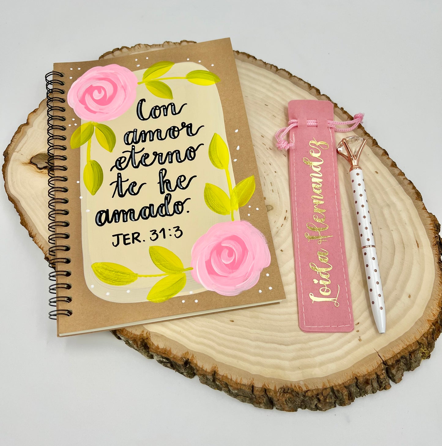 Libreta de Apuntes Rosas Rosadas Pintadas a mano