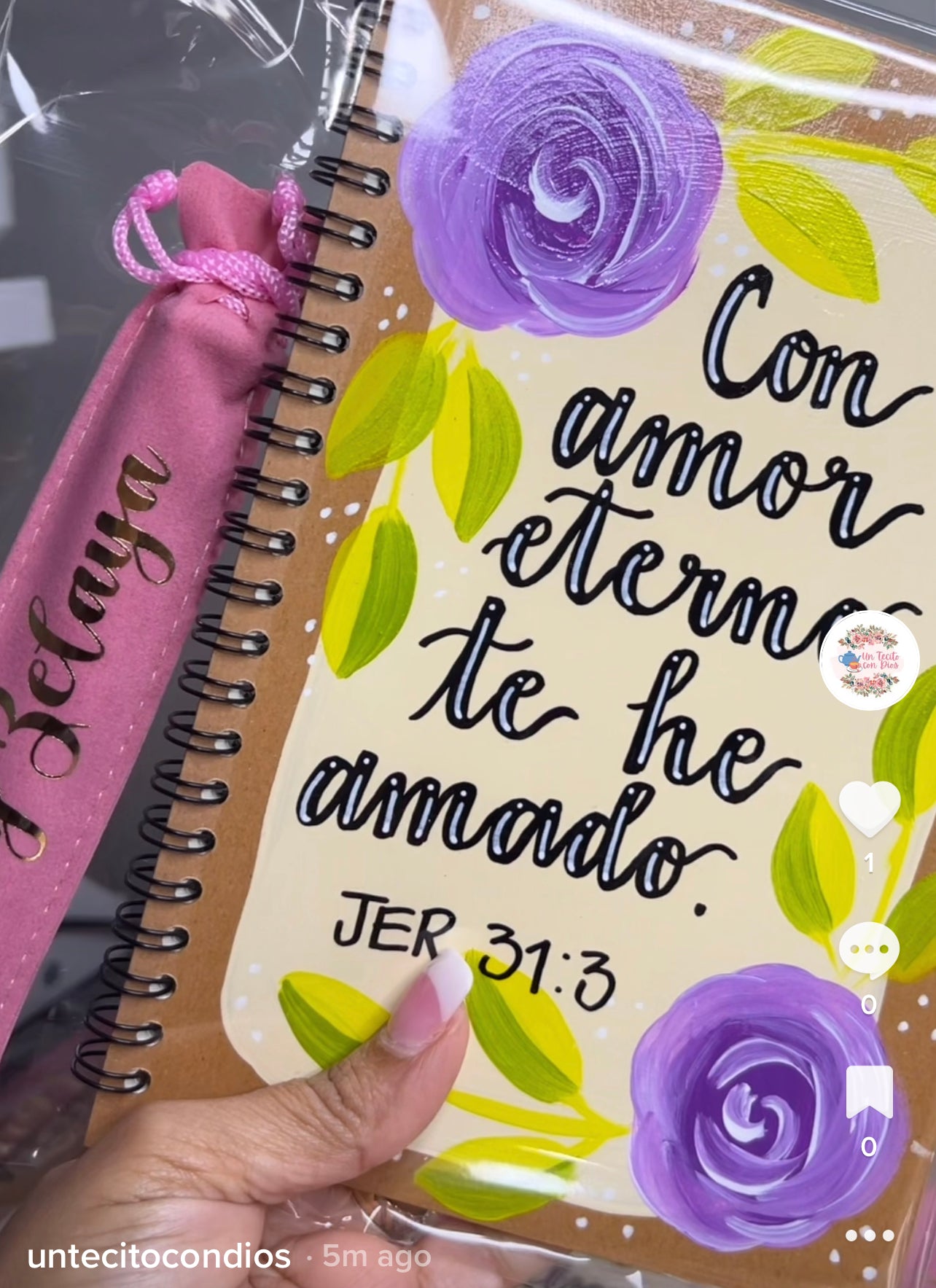 Libreta de Apuntes Rosas Rosadas Pintadas a mano