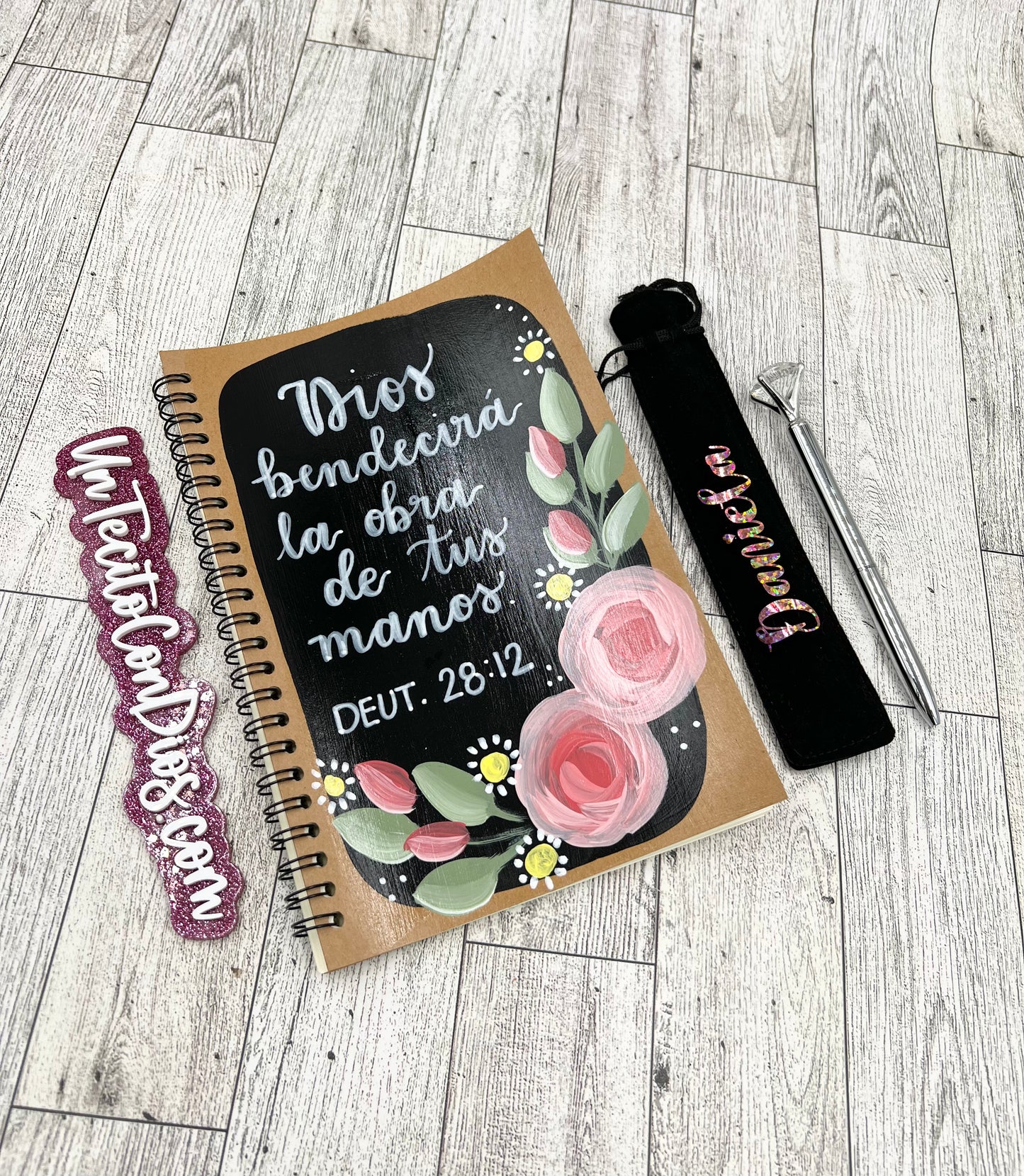 Libreta de Apuntes Rosas Rosadas Pintadas a mano