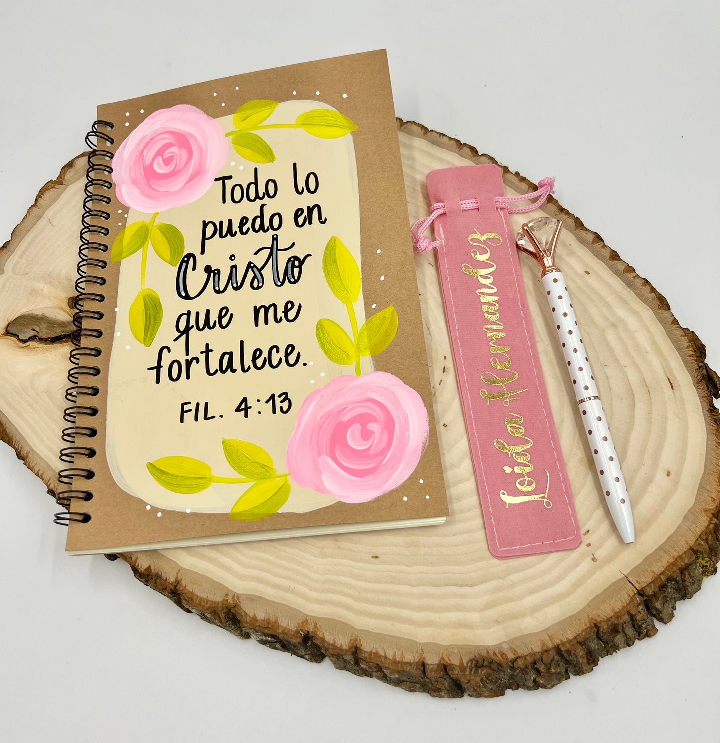 Libreta de Apuntes Rosas Rosadas Pintadas a mano